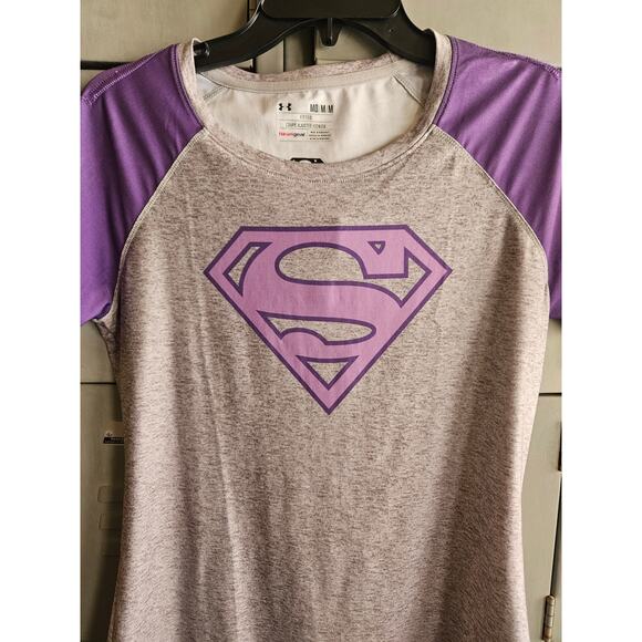 Under Armour heat gear ladies fitted pullover top size medium DC Comics logo - Picture 2 of 5